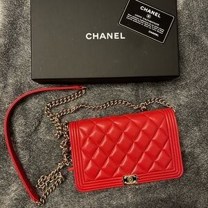 Chanel Le Boy WOC Red Lambskin
